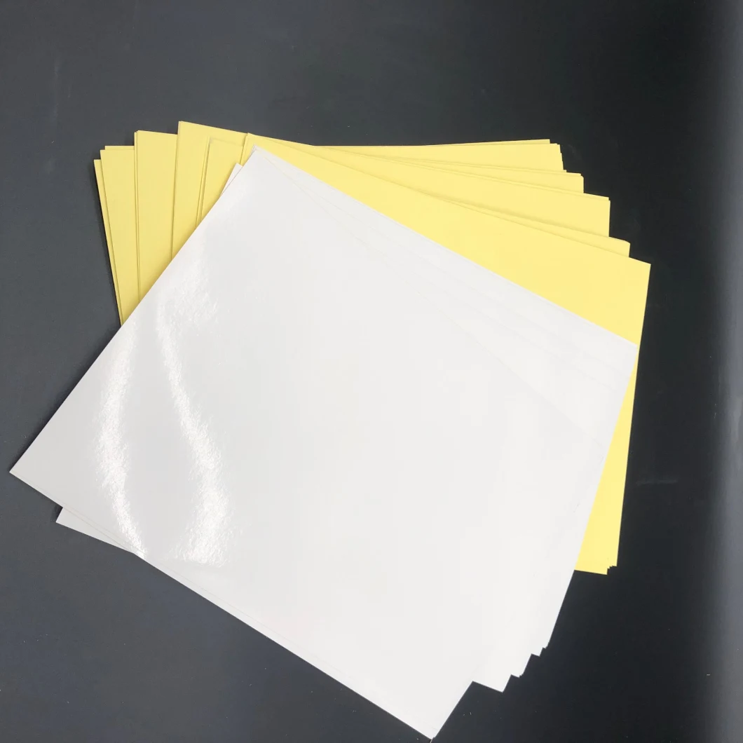 Self Adhesive 80GSM Semi Gloss Paper with Strong Water Based Adhesive/Hot Melt Adhesive Composited with White/Yellow Liner
