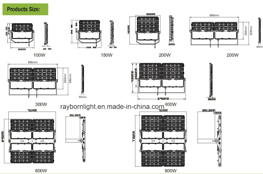 Tennis Court Baseball Field 300W LED Flood Light with LED Industrial Light Engineering