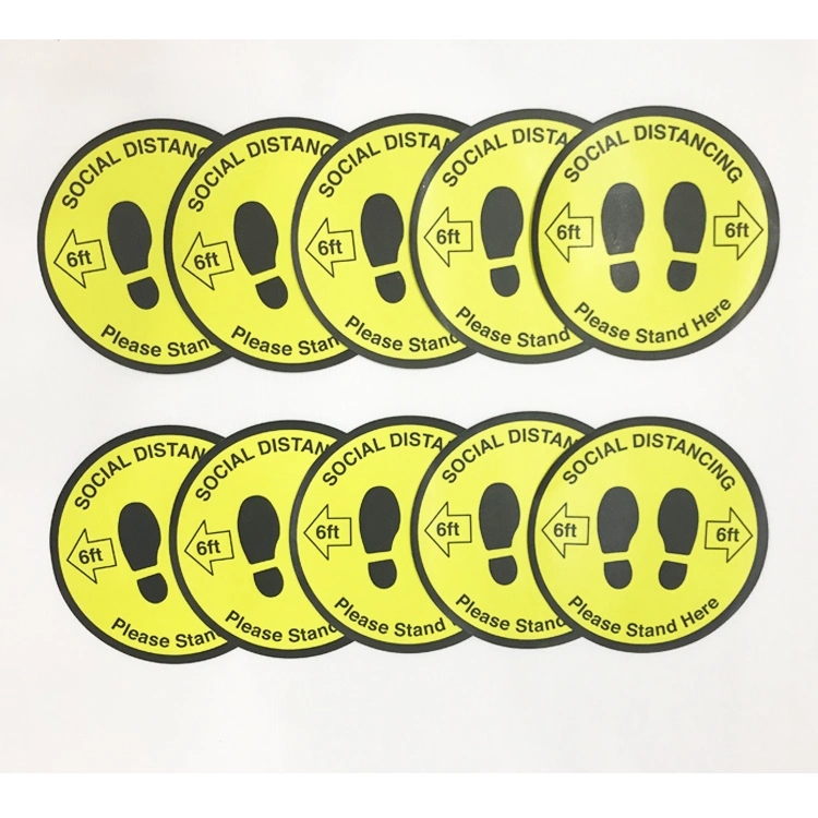 Premium Self-Adhesive Vinyl Removable Water Resistance Social Distancing Floor Decals Stickers