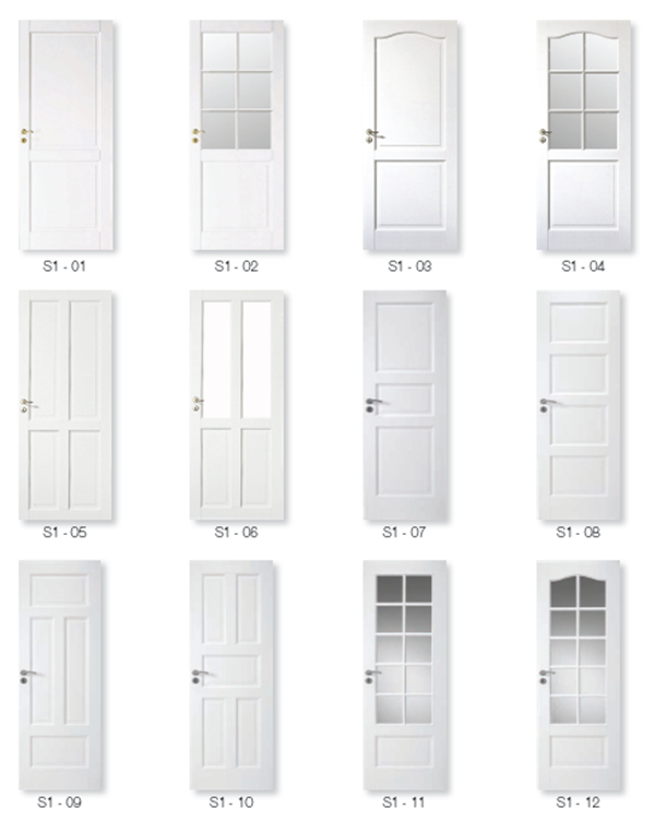 4 Panel White Wood Bedroom Door, Wood Panel Door Design