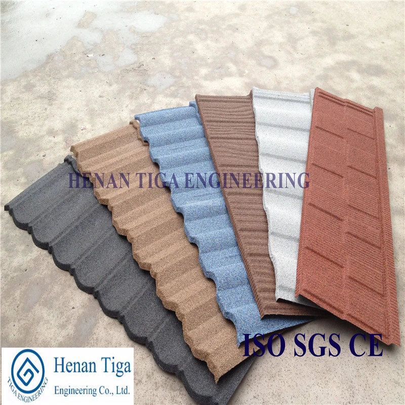 Tiga Factory Supply Stone Chip Coated Steel Roofing Tiles (Wood Grain Type)