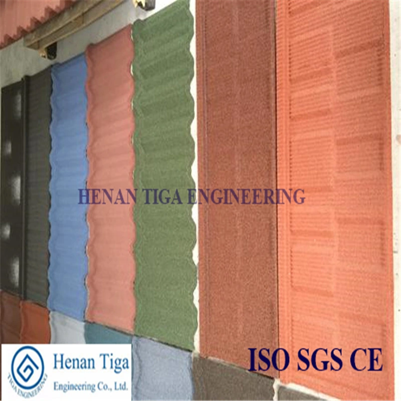 Tiga Factory Supply Stone Chip Coated Steel Roofing Tiles (Wood Grain Type)