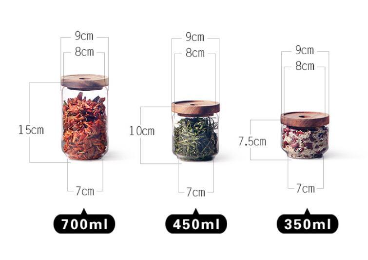 Heat Resistant High Borosilicate Airtight Glass Jar for Coffee Tea Yogurt with Acacia Wood Lid