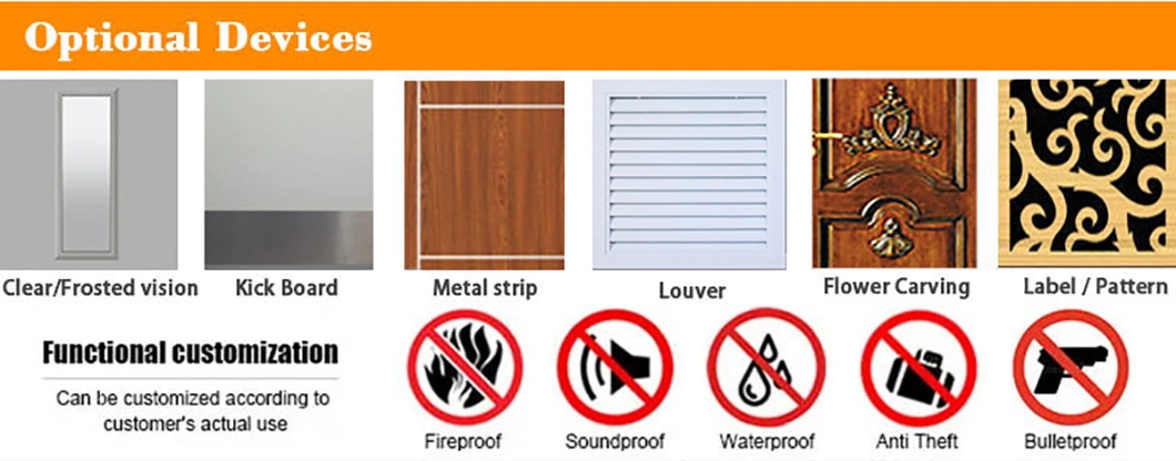 Fireproof Door UL Certified Fire Rated Steel Door for Hotel, Hospital, School