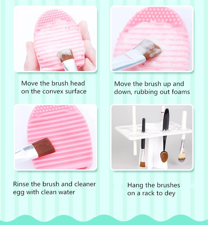 Chinese Factory Wholesale Silicone Makeup Brush Cleaner Egg for Cosmetic Tool Cleansing
