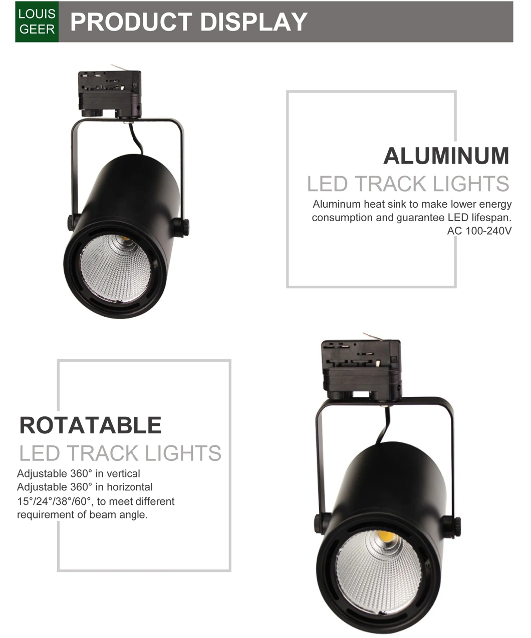 LED Commercial Lighting Fixture 40W LED Track Lighting, LED Bulb