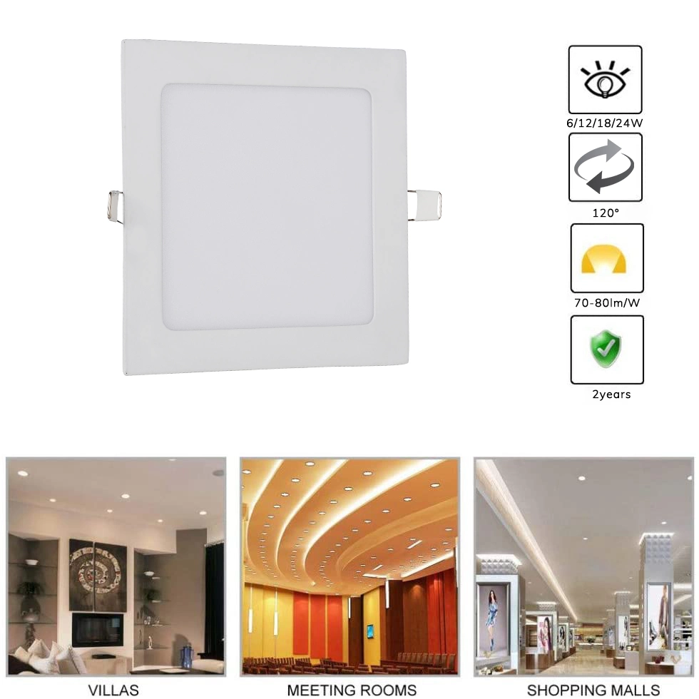 18W 220mm Ultra Thin Square LED Recessed Lighting 1CCT 3 Color Temperature Options 3000-5000K LED Downlight1260lm IC Rated LED Recessed Light Down Light