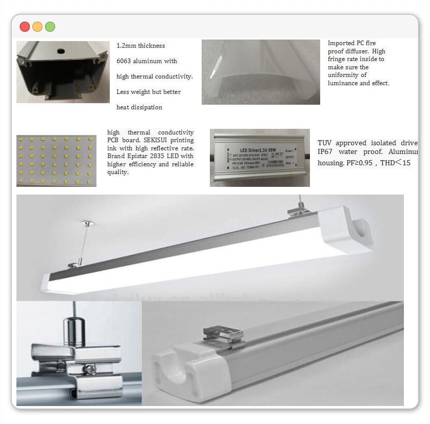 75W Dimmable IP66 Tri-Proof LED Light, Water-Proof Hallway Lighting Fixture
