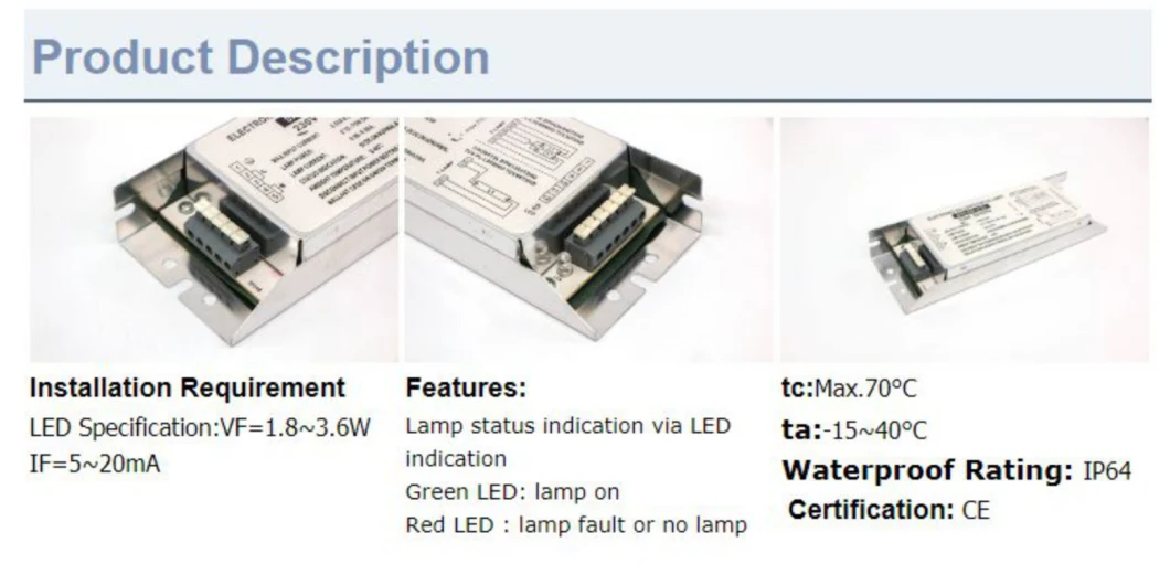 CE Approval 150W T5 UV Germicidal Lamp Electronic Ballast High Power Light Ballast
