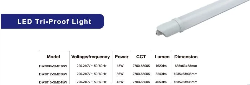 LED Strip Light 1.2m LED Linear Lighting T8 Tri Proof Lamp Tunnel Light