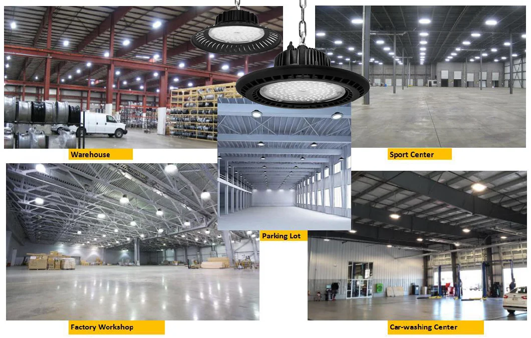 Warehouse Lighting LED High Bay Light UFO Industrial High Power LED Lighting 100W 200W