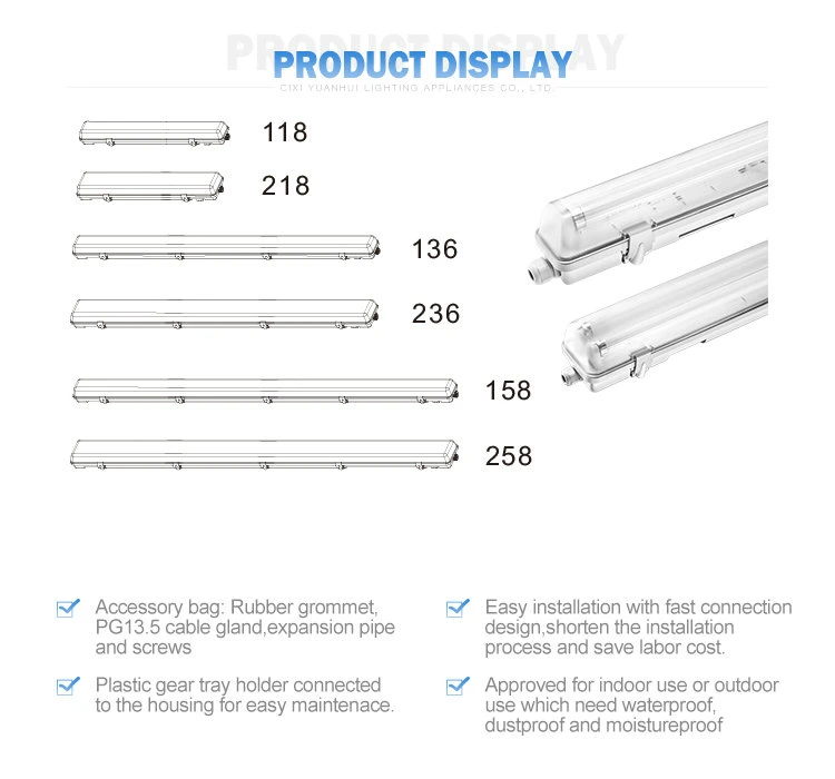 36W LED Fluorescent Tube Waterproof LED Tube Light Linear Wall Light