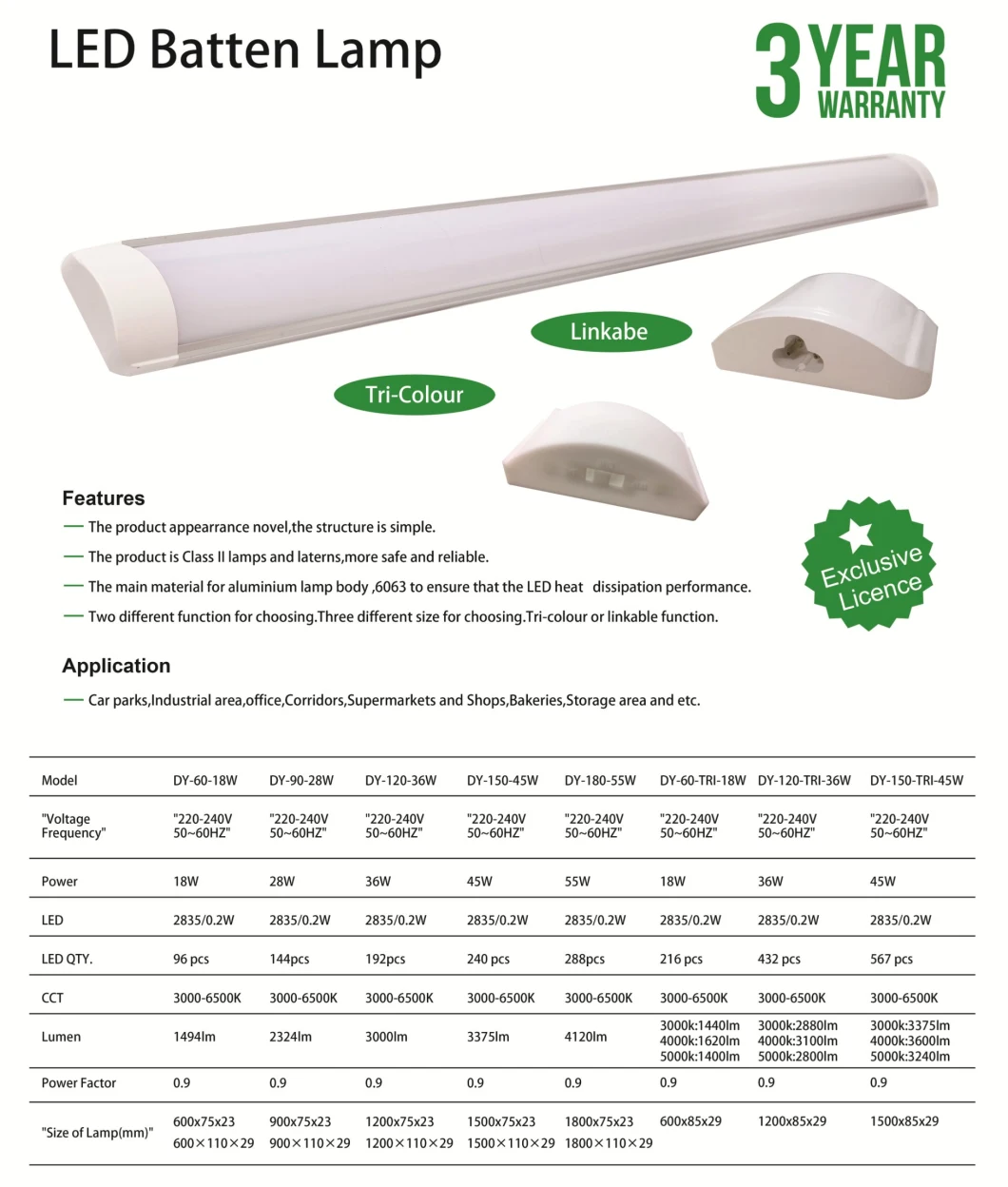 0.6m/0.9m/1.2m/1.5m Batten Light LED Strip Light Batten Light Fixture Explosion-Proof Dust-Proof