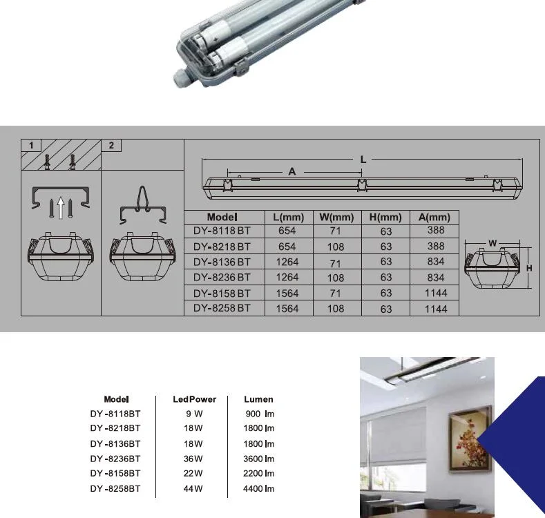 T5 T8 LED Waterproof Light Fluorescent Tube Double Tube or Single Tube LED Lighting