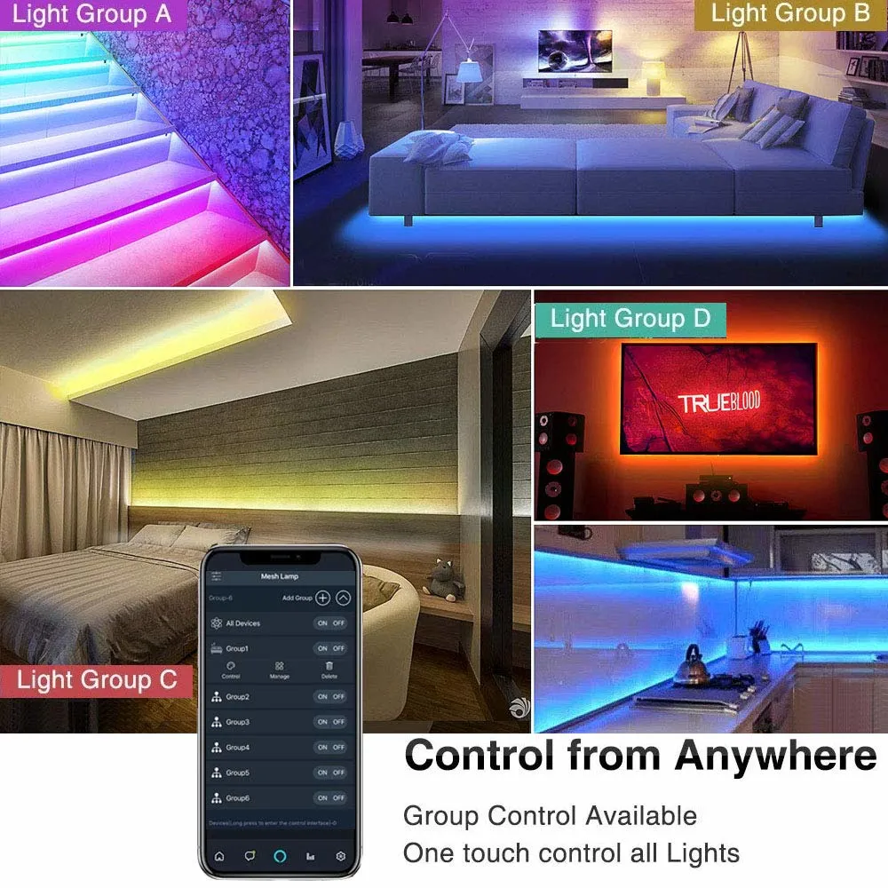 LED Strip Lights with Remote 10m Strip Lights Colour Changing Neon Lights for Bedroom