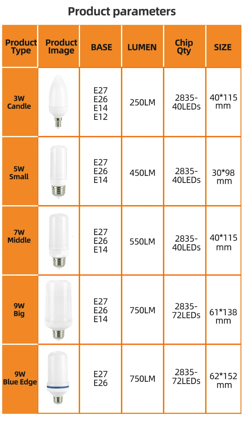 E27 E26 LED Flame Lamp Fire Effect Light Bulb Flickering Emulation Flame Light for Xmas Garden