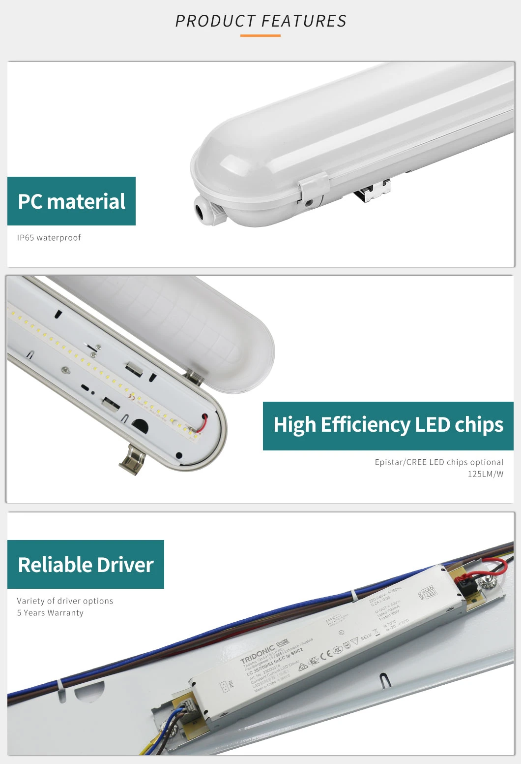IP65 LED Linear Lighting Fixture Waterproof Fitting Tri-Proof Light Outdoor Lamp Fitting Triproof Lighting Damp Proof Fixture 0.6m 1.2m 1.5m