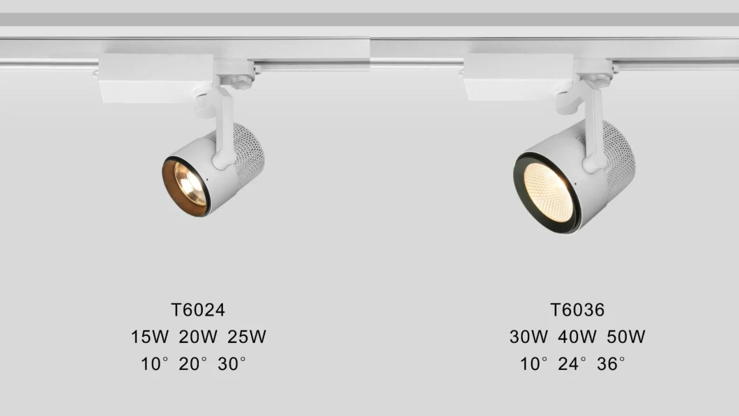 Small Angle 15W/20W/25W 3 4 Wires COB LED Dimmable LED Track Lighting Fixture