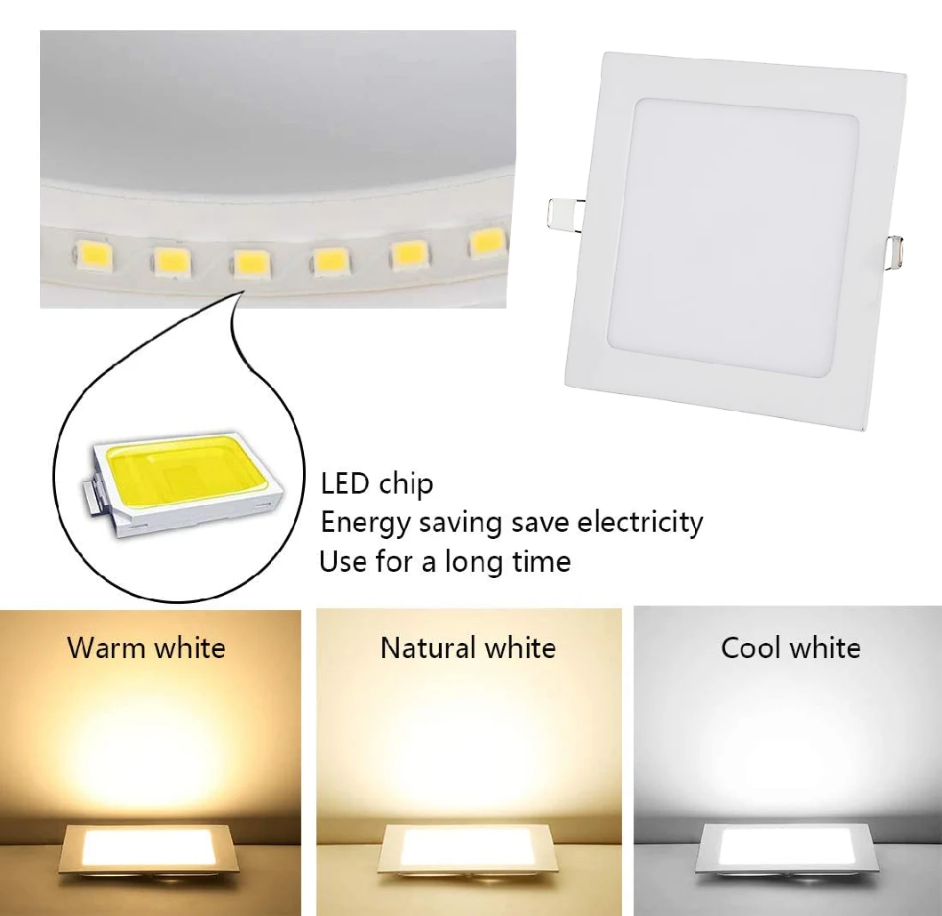 24W 292mm Ultra Thin Square LED Recessed Lighting 1CCT 3 Color Temperature Options 3000-5000K LED Downlight 1680lm IC Rated LED Recessed Light Down Light
