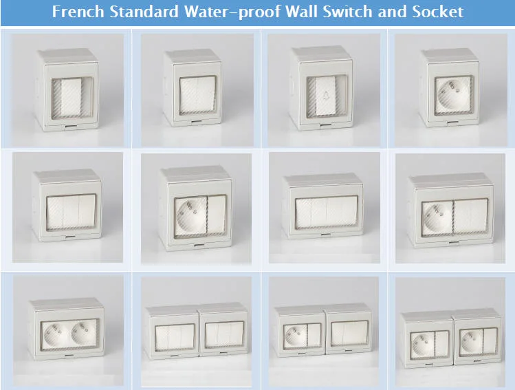 French Sockets Weather Proof Electrical Wall Switch European Standard Sockets for Home