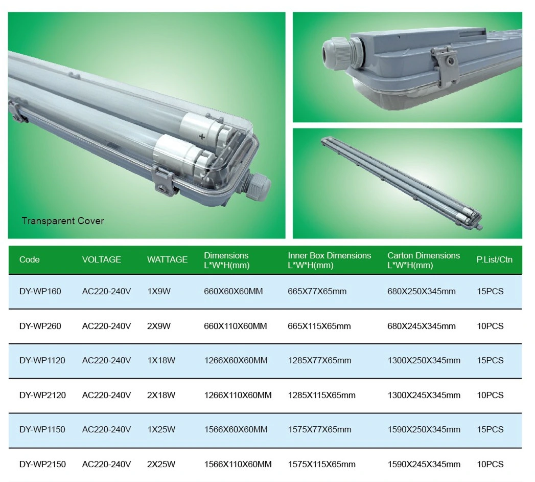 T5 T8 LED Water-Proof Light Fluorescent Tube Double Tube or Single Tube Tunnel Light