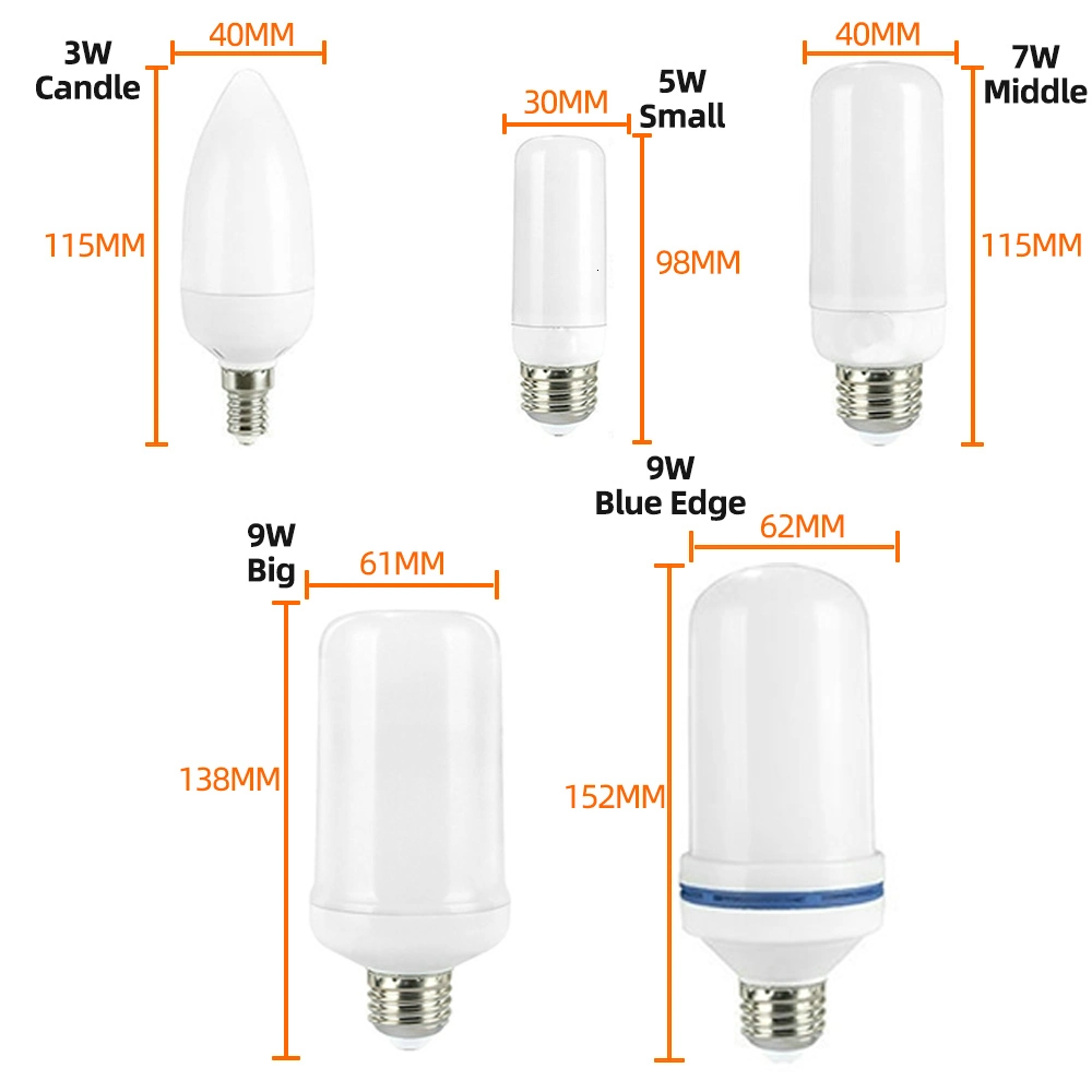 E27 E26 LED Flame Lamp Fire Effect Light Bulb Flickering Emulation Flame Light for Xmas Garden