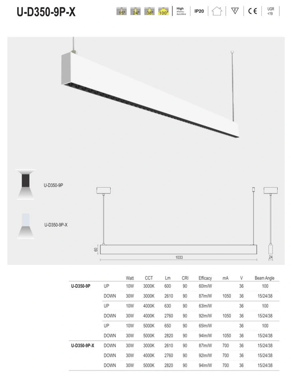 90cm Explosion Proof Profile Pendant Fixtures Suspended Replacement LED Linear Light