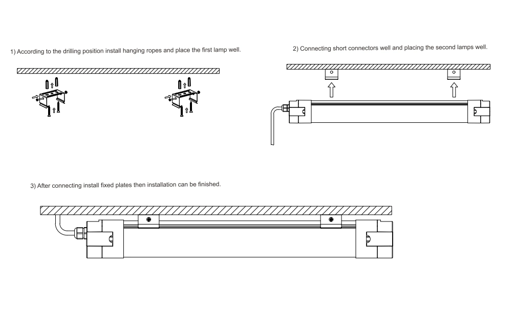 AC220V IP66 Ik08 LED Tubular Tri-Proof Light 40W 60W Round LED Tri-Proof Linear Light