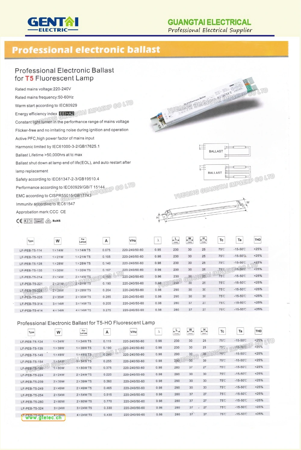 Factory Price T5 Ballast 1*28W PF0.65 110V for Fluorescent Lamp Wide Voltage