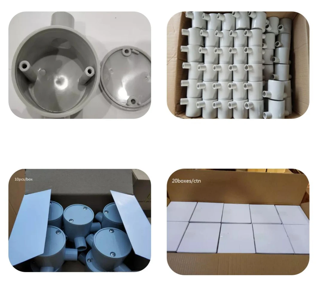 PVC Electrical Pipe Accessories Circle Box 2 Way Shallow Junction Box
