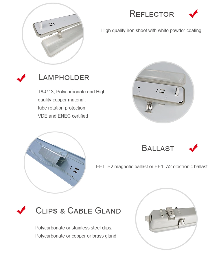 Waterproof Fluorescent Lighting Fixture IP65 Explosion Proof T8/T5 Cover 2X36W