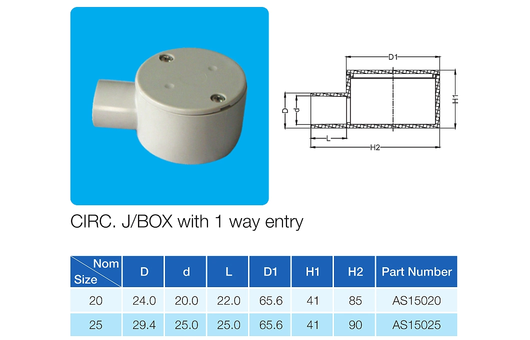 Junction Box with 4 Four Way Entries Circ. J/Box Electrical Box Asnzs2053 Australia Standard