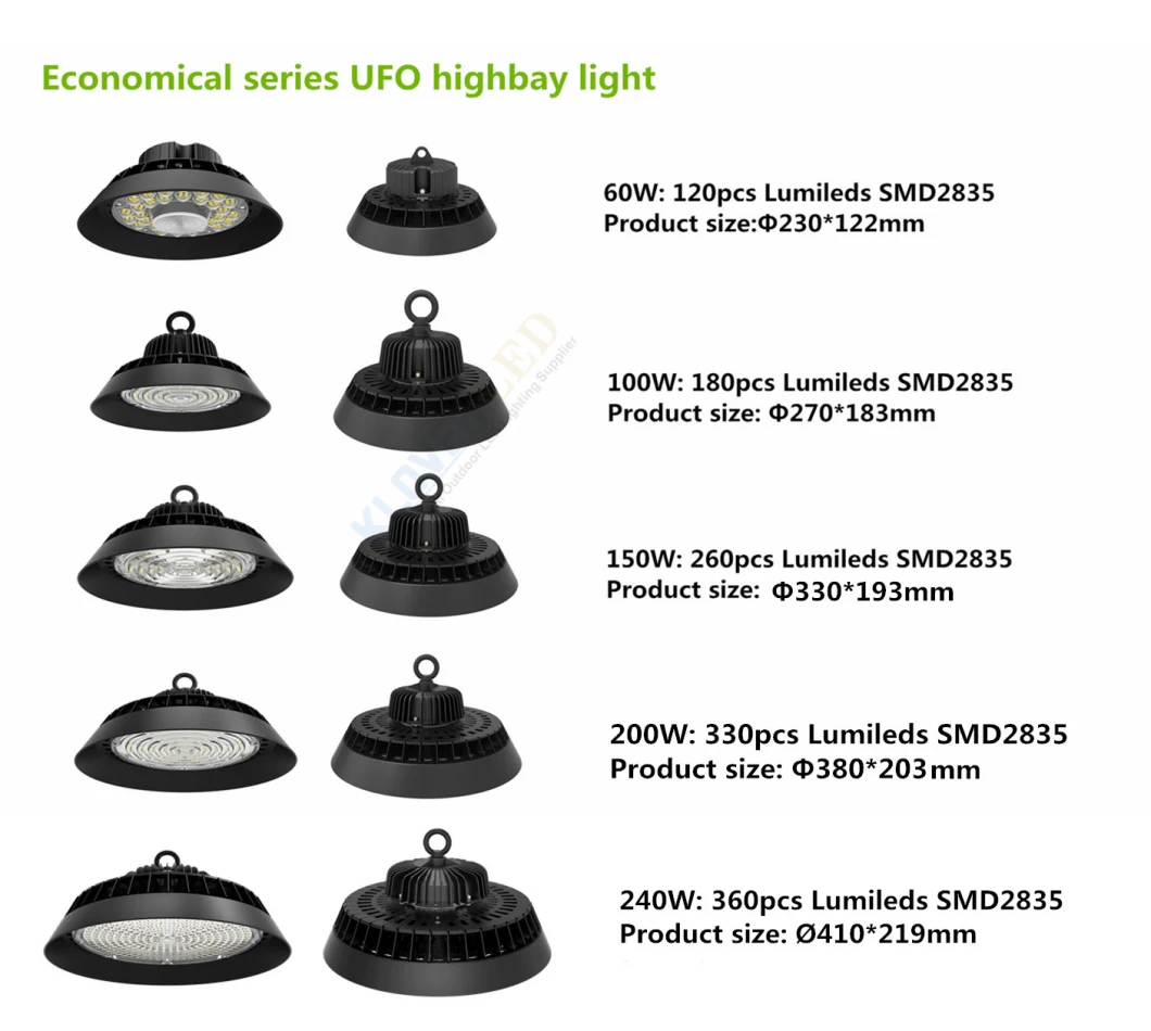 High Efficiency Industrial LED Lighting UFO Lighting Fixture 240W 200W 150W 100W 60W