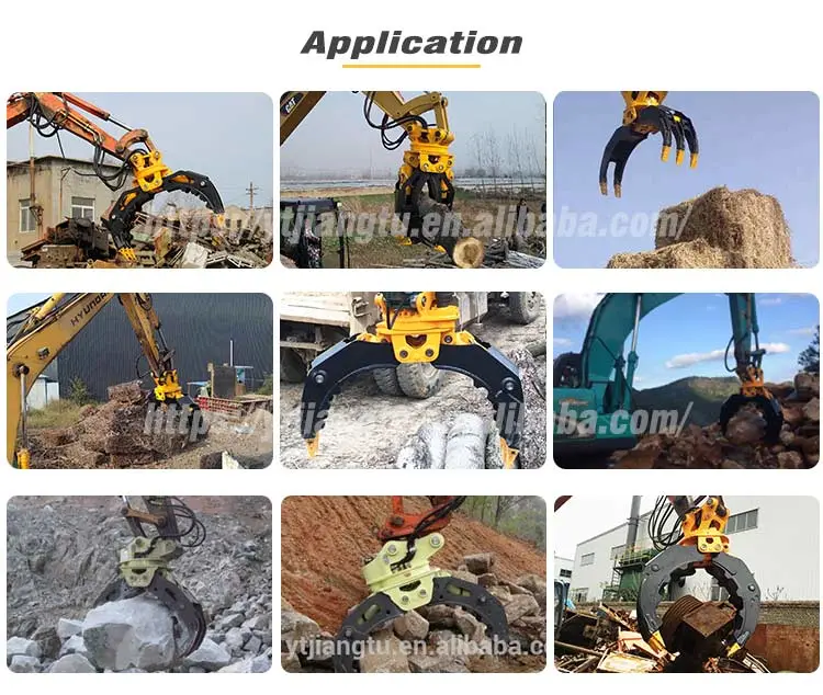 Excavator Attachments Hydraulic Wood Grapple Excavator Grapple with Rotator