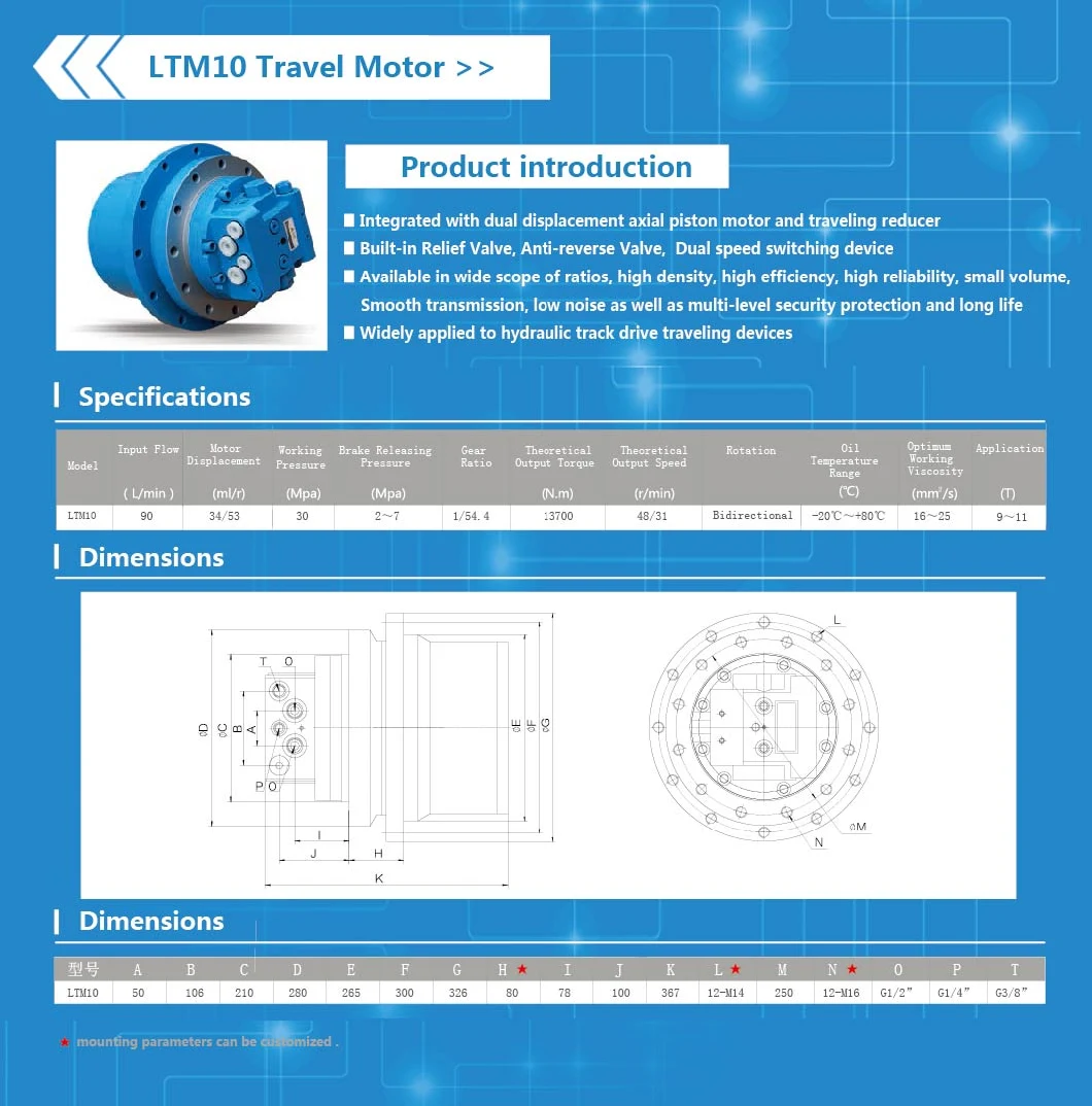 Hydraulic Motor Ltm10 for 9t~11t Crawler Machinery