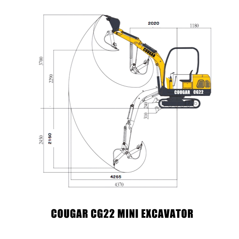 Cougar Cg22 High Quality Construction Machinery Chinese Mini Excavator 2.2 Ton Micro Excavator for Sale