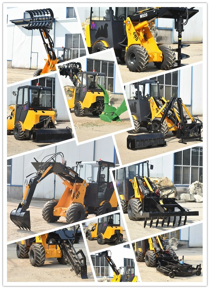 2ton Towable Backhoe Mini Digger Excavator Wheel Loader with Swing Arm