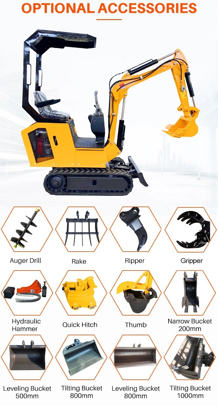 Rhinoceros 800 Kg Compact Trench Digging Equipment Crawler Machine Easy to Operate Excavator