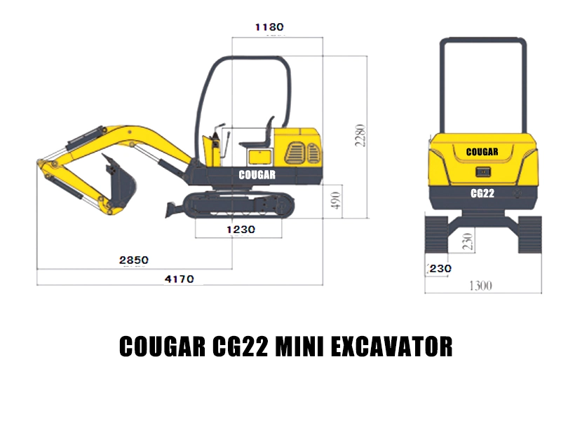 USA Cougar Cg22 High Quality Construction Machinery Chinese Mini Excavator 2 Ton Micro Excavator for Sale