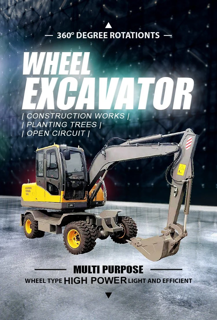Micro Digger Excavator Wheel Excavator 6.6 Ton Wheel Excavator Loader