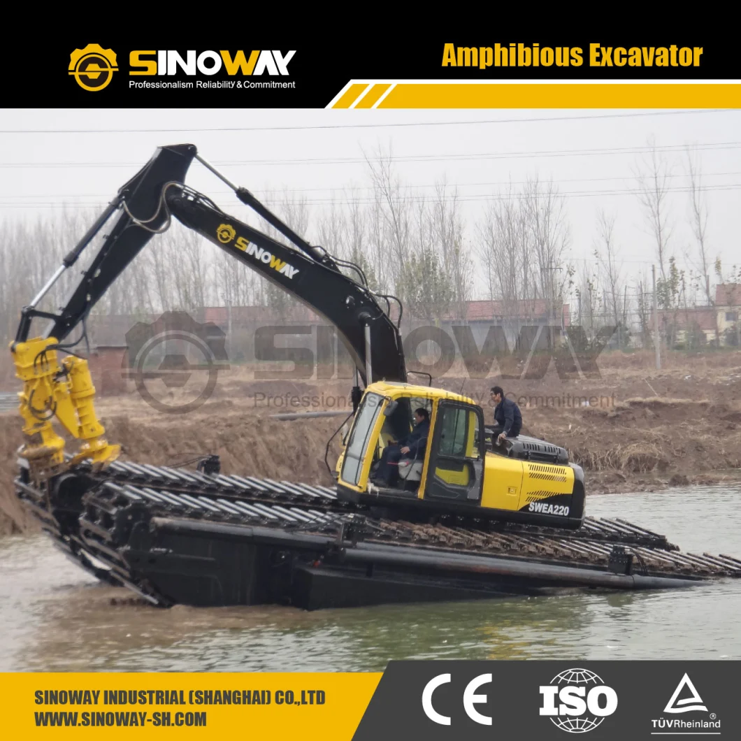 Used Japan Caterpillar 320 Amphibious Excavator Cat320 Crawler Excavator with Floating Pontoon
