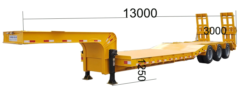 3axles 60tons Excavator Transport Gooseneck Lowboy Low Bed Lowbed Truck Semi Trailer