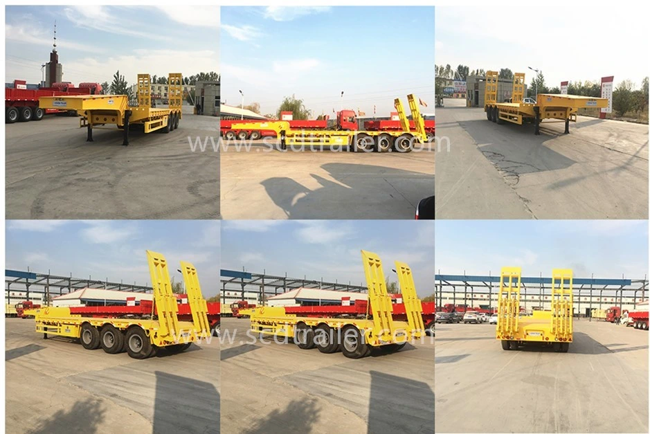 Excavator transport 3 axles 60 ton cimc low bed trailer
