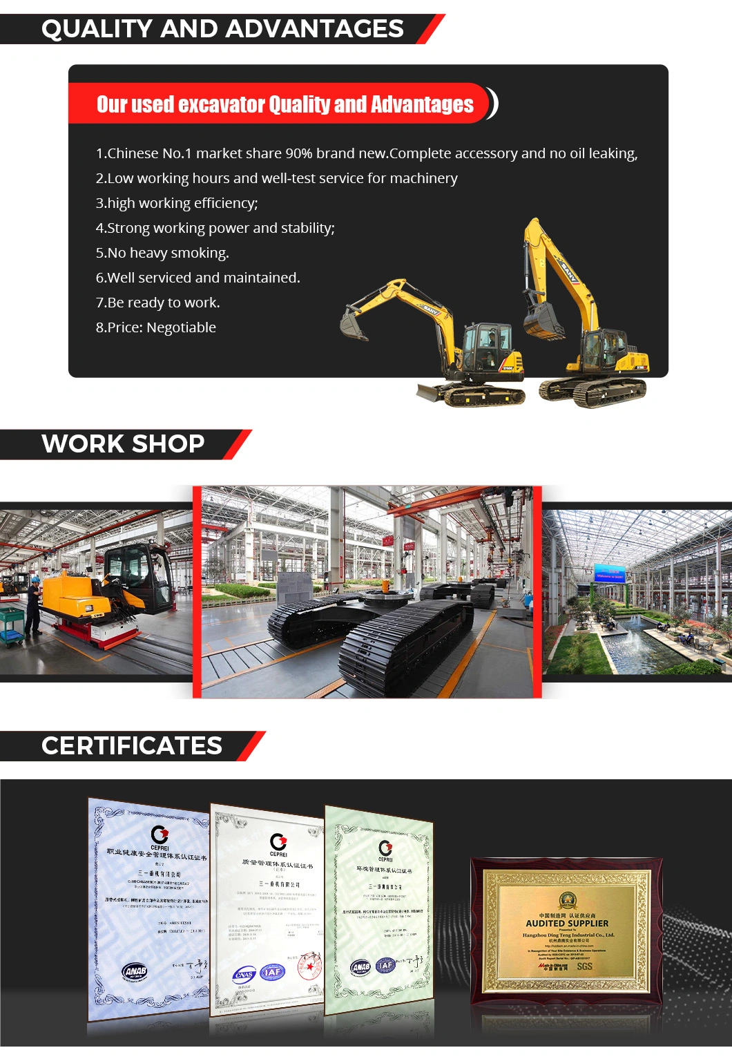 Manufacturers Direct Selling Earthmoving Machinery Excellent Performance Crawler Crane Excavator Sy200c with Strong Structure