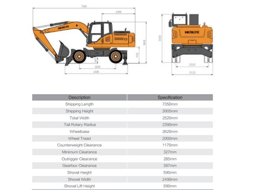 0.6m3 Chinese Excavator Manufacturer Hengte Provide Cheap 13 Ton Wheeled Excavator