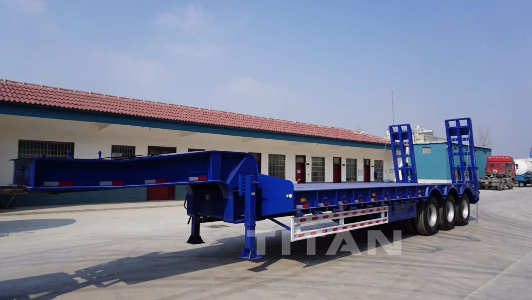 60 Tons Excavator Transporter Low Bed Trailer 3-Axle Semi Low-Loader with Excavator Recess