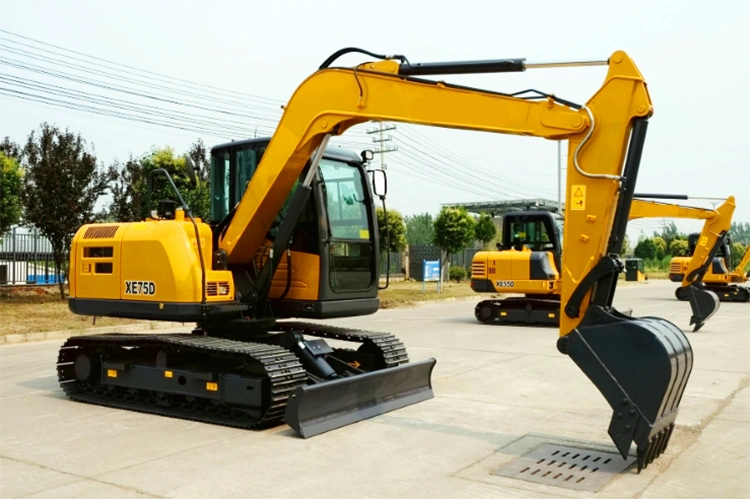 XCMG Official 7 Ton Small Excavator Hydraulic Pump Mini Crawler Excavator Xe75D Chinese Mini Excavator Price