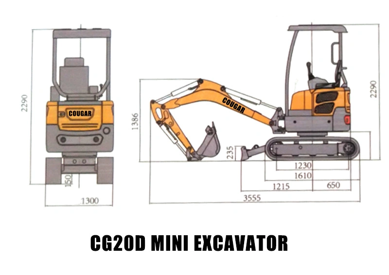 Mini Excavator Excavator Cougar 1 Ton Mini Excavator Cg20 with Euro V Emission Engine Minibagger