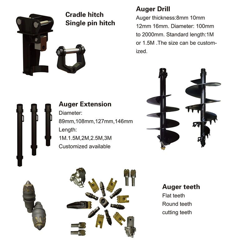 Excavator Attachments Earth Auger Ground Drill Bits
