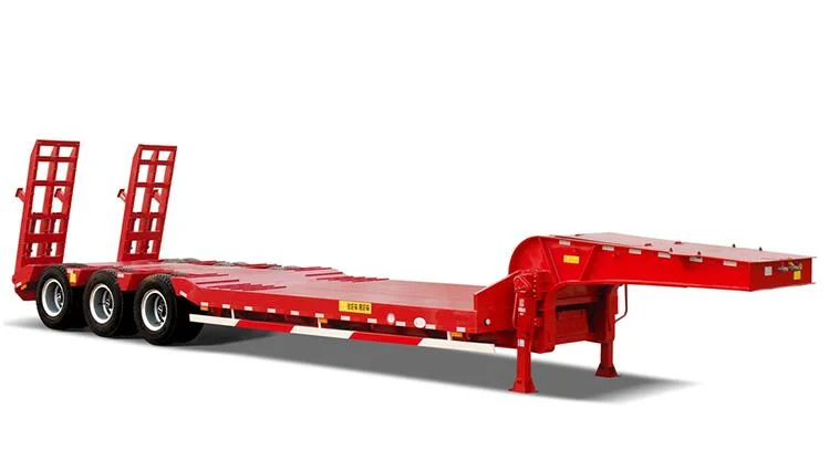 Durable Lowbody Trailer Truck Use Goose Neck Excavator Carring Tri-Axle Low Bed Truck Semi Trailers